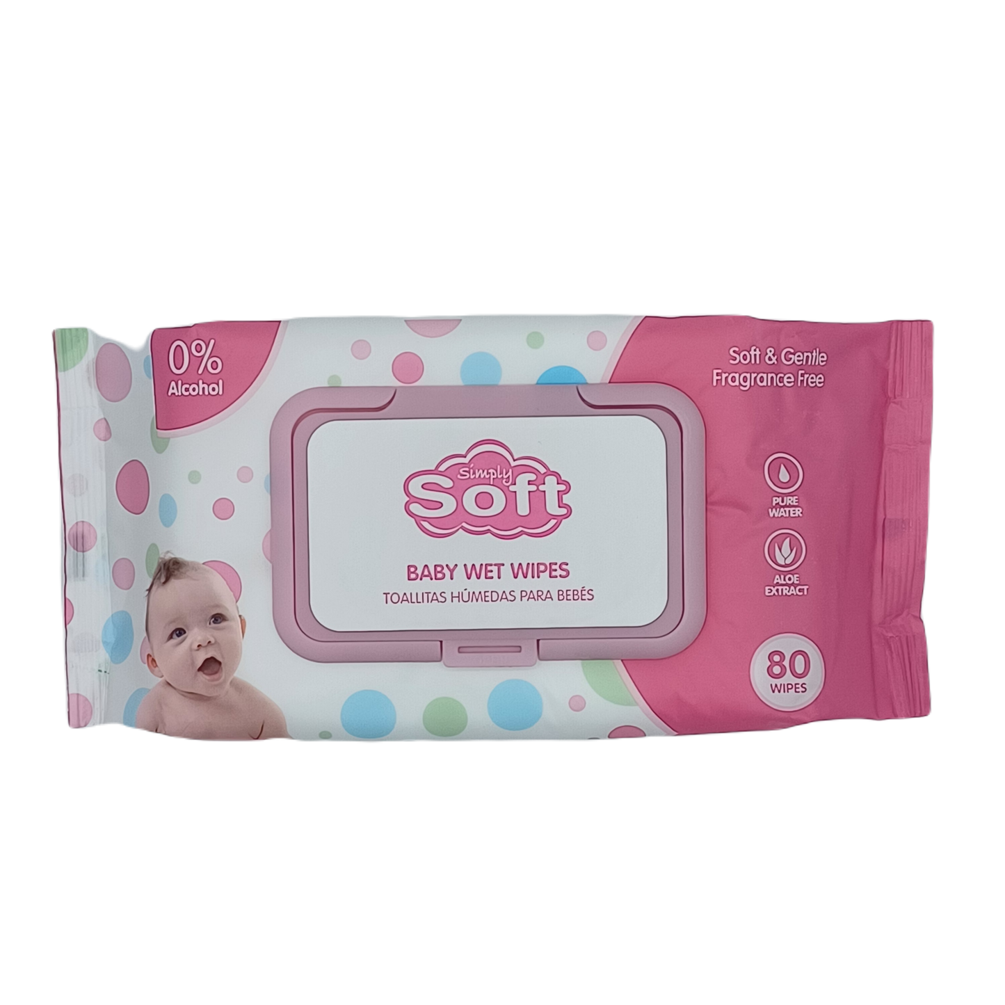 Soft Baby Wet Wipes pink 80ct