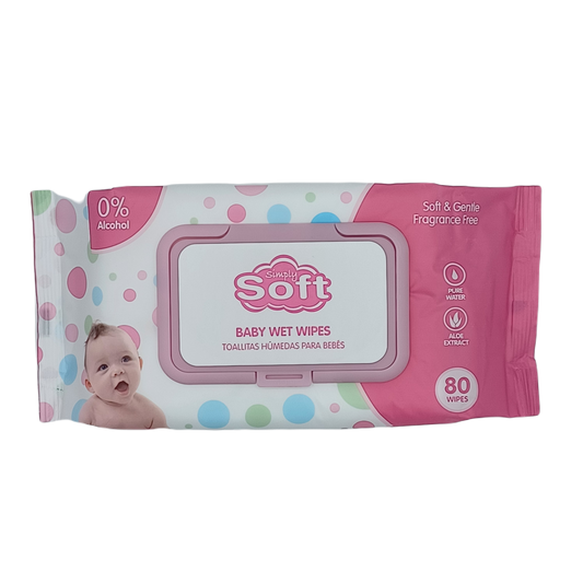 Soft Baby Wet Wipes pink 80ct