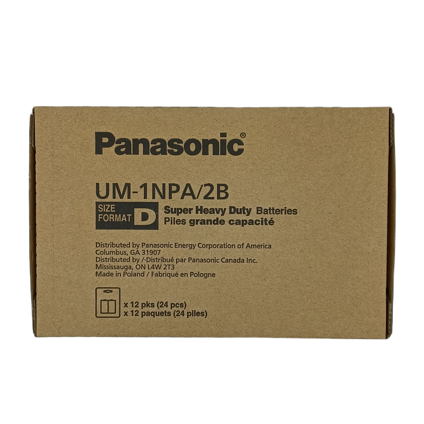 Panasonic D Batteries 2pk/12ct