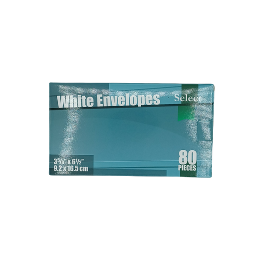 Select White Envelopes 80ct 9.2x16.5cm