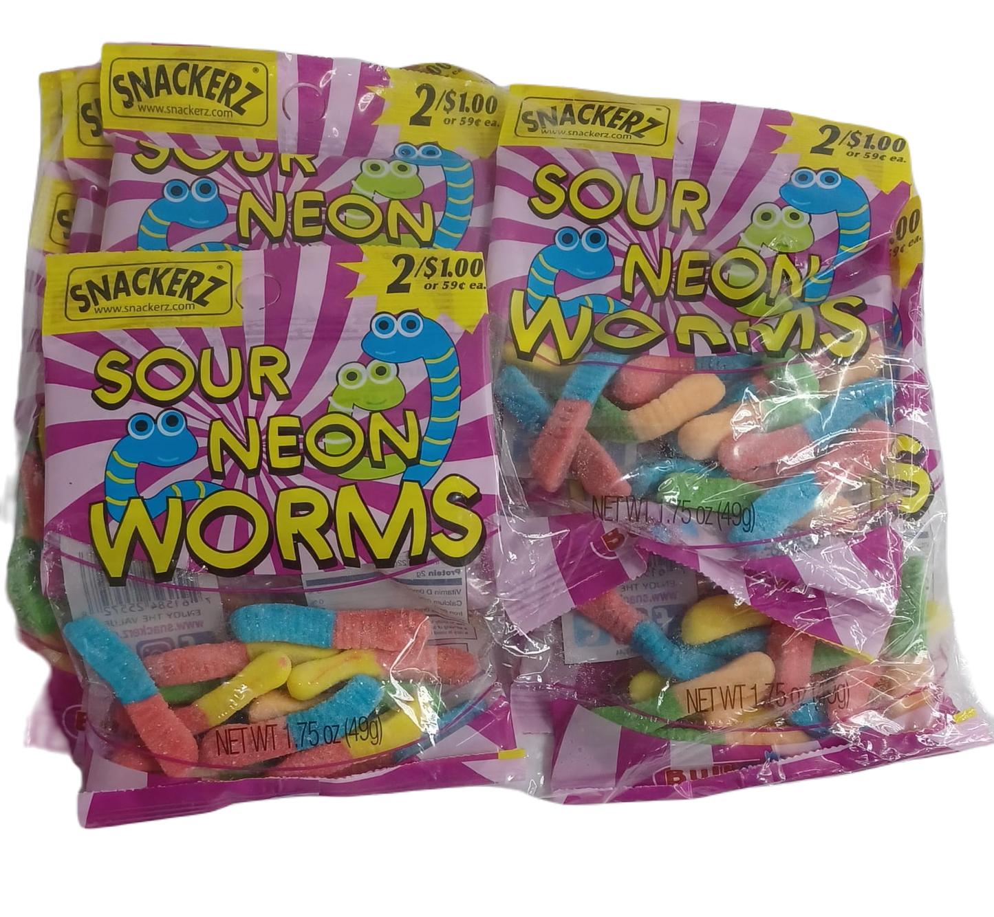 Snackerz 2/$1 sour neon worms 12ct