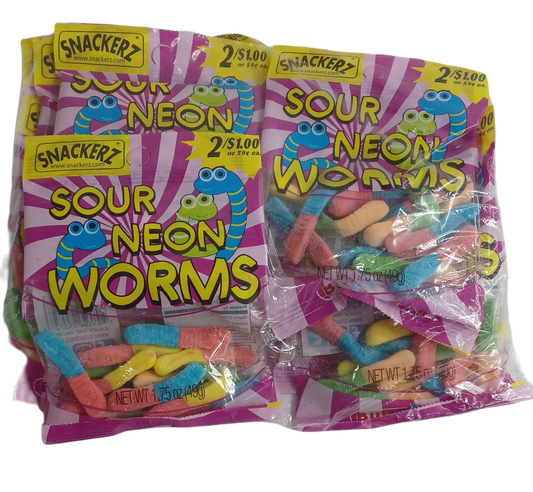 Snackerz 2/$1 sour neon worms 12ct