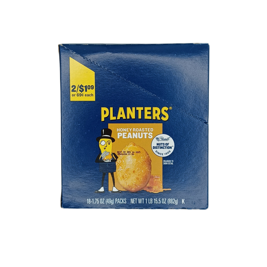 Planters Honey Roasted Peanuts 2$1 1.75z/18ct