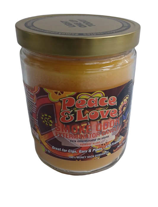 Smoke Odor Peace & Love Candle 13oz