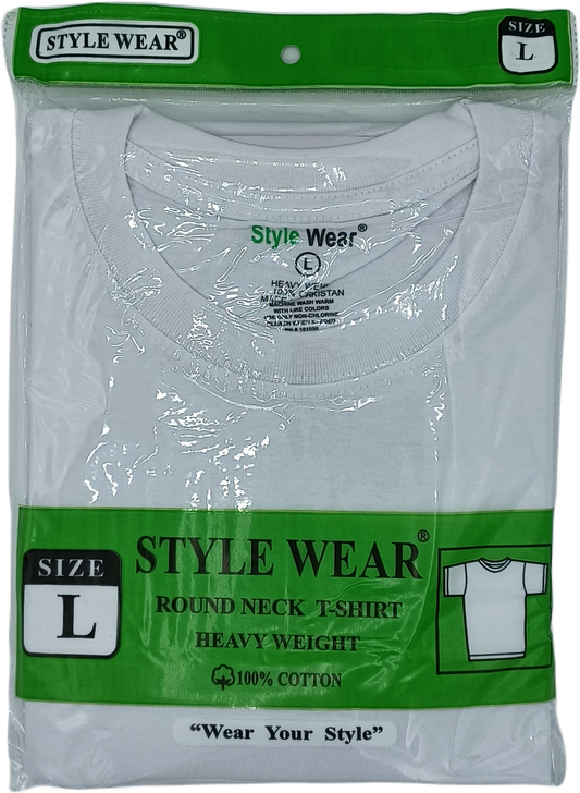 T-Shirt Style wear White Large 6ct