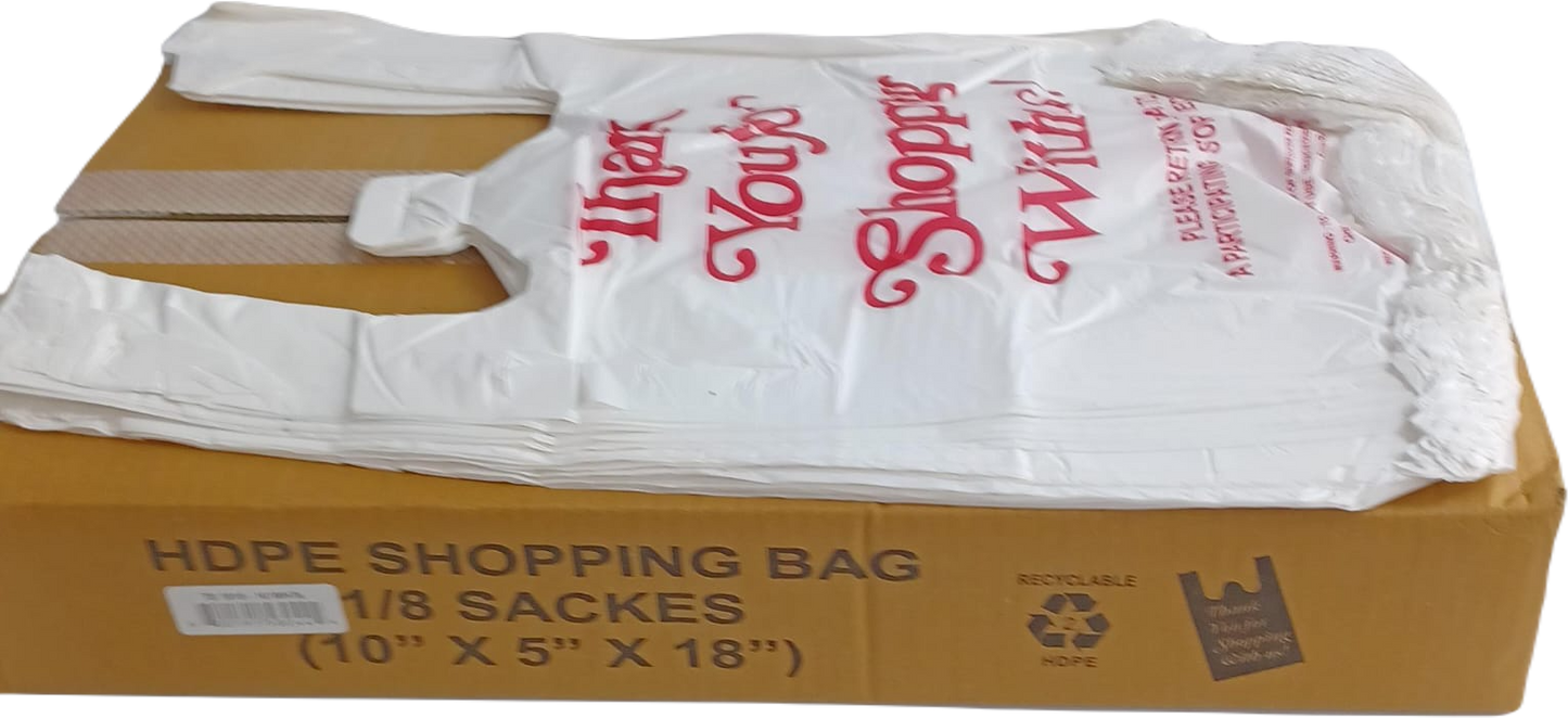 White Medium Thankyou Plastic Bags 1000ct