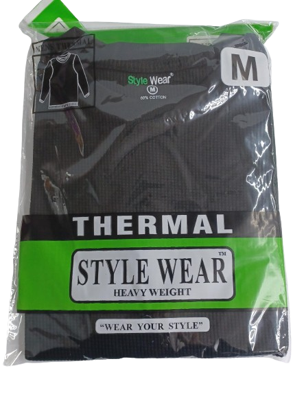 Style Wear Thermal Black Mediuml 6ct