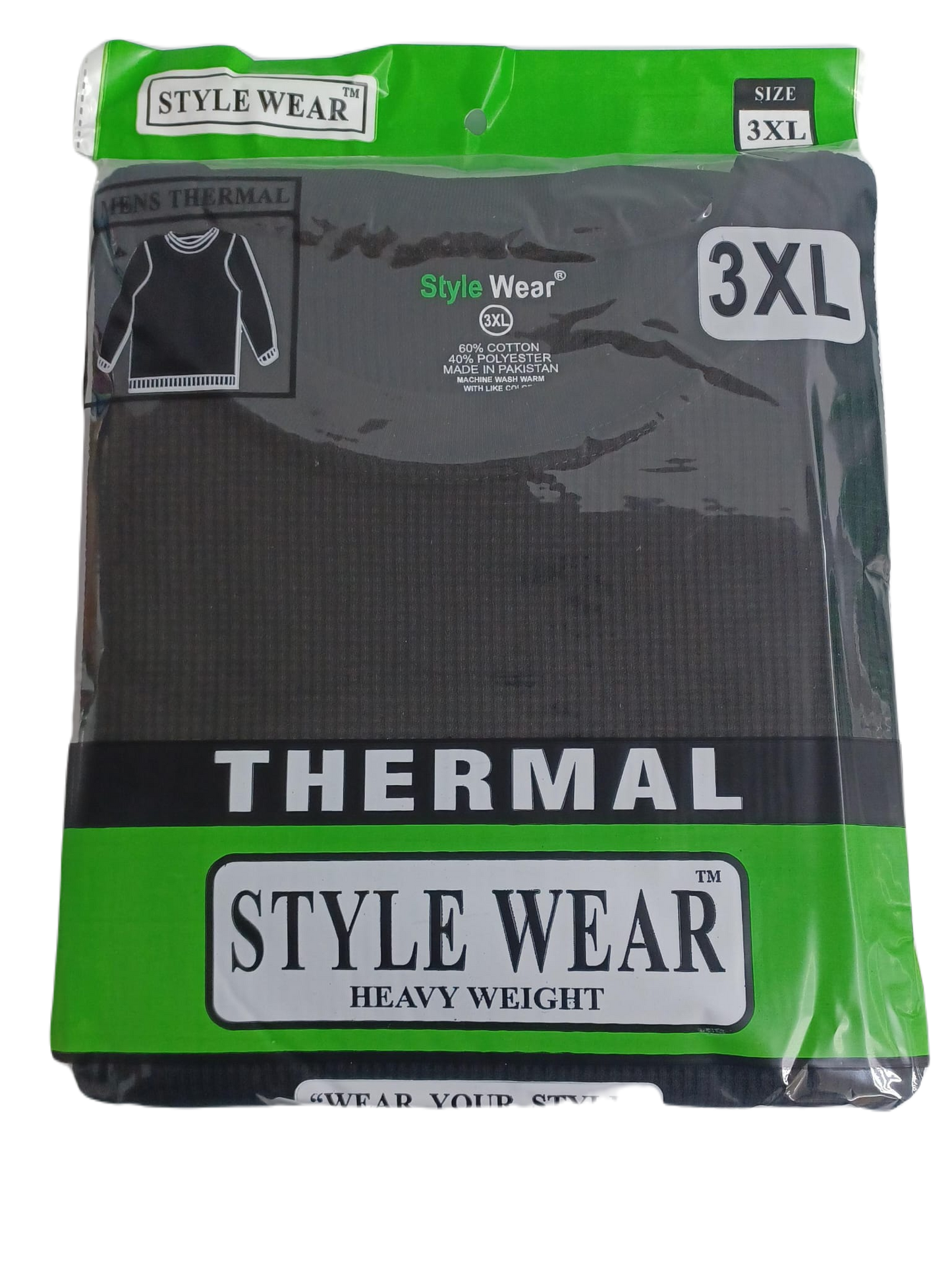 Style Wear Thermal Black 3XL 6ct