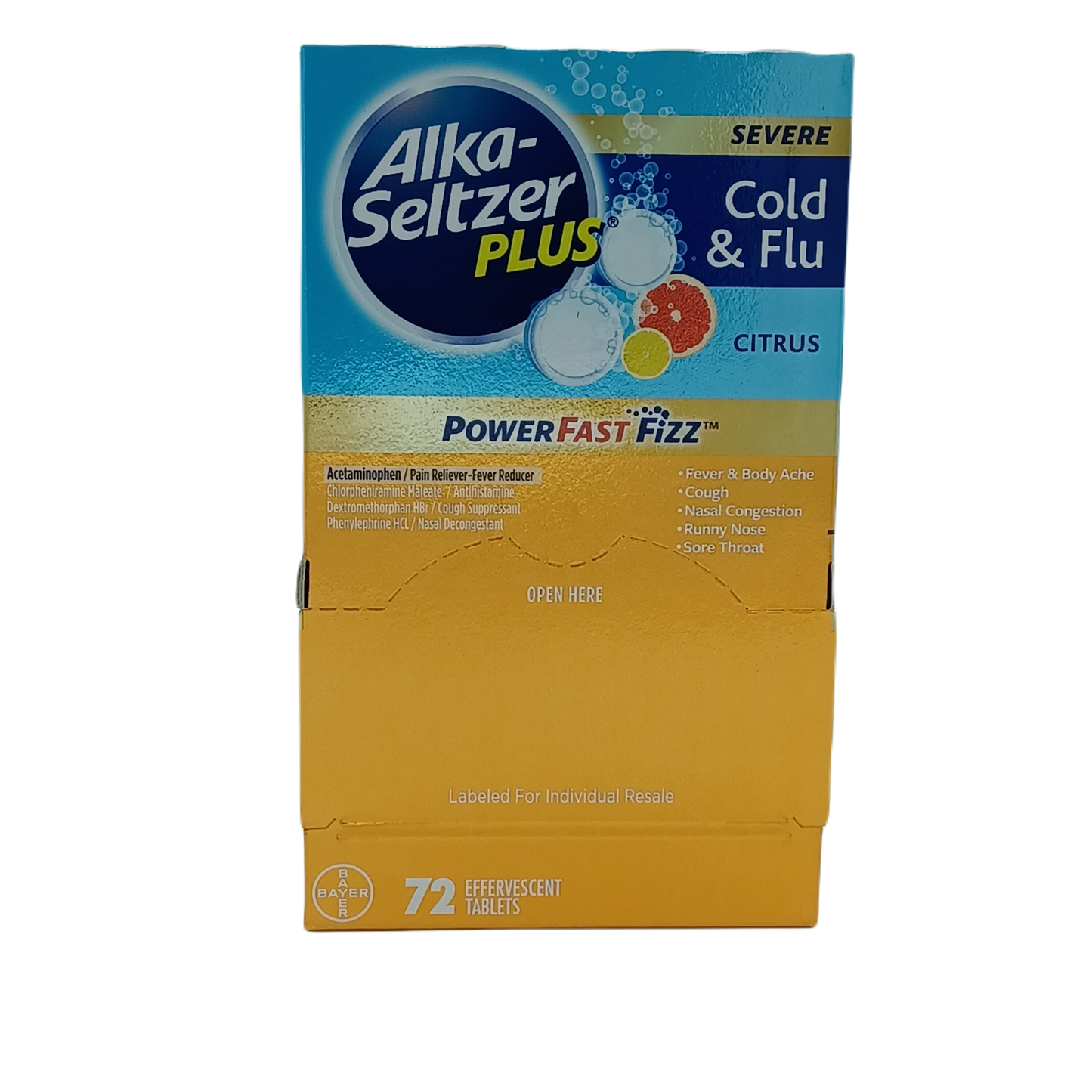 Alka Seltzer Plus Severe Cold & Flu Citrus 72ct