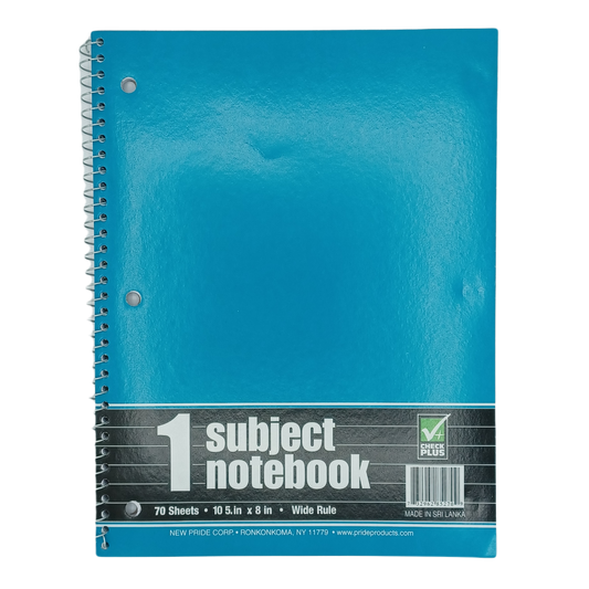 Notebook 1 Subject 70 Sheets 10.5inx8in