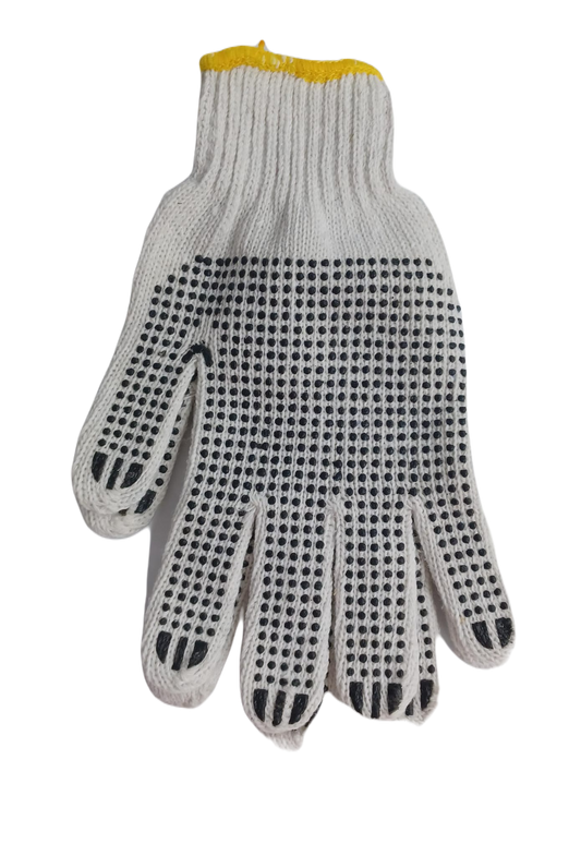 Working White Dotted Gloves 12ct