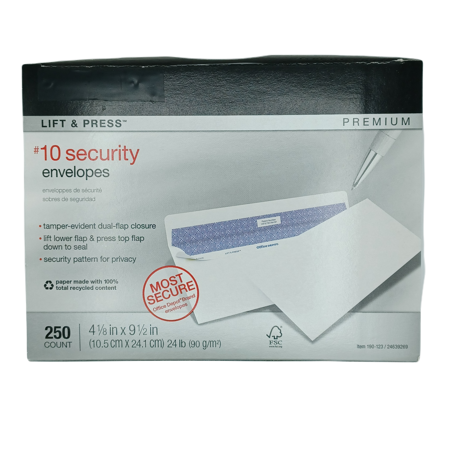 White Envelopes Security 250ct