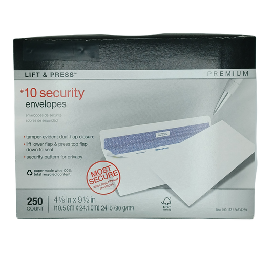 White Envelopes Security 250ct