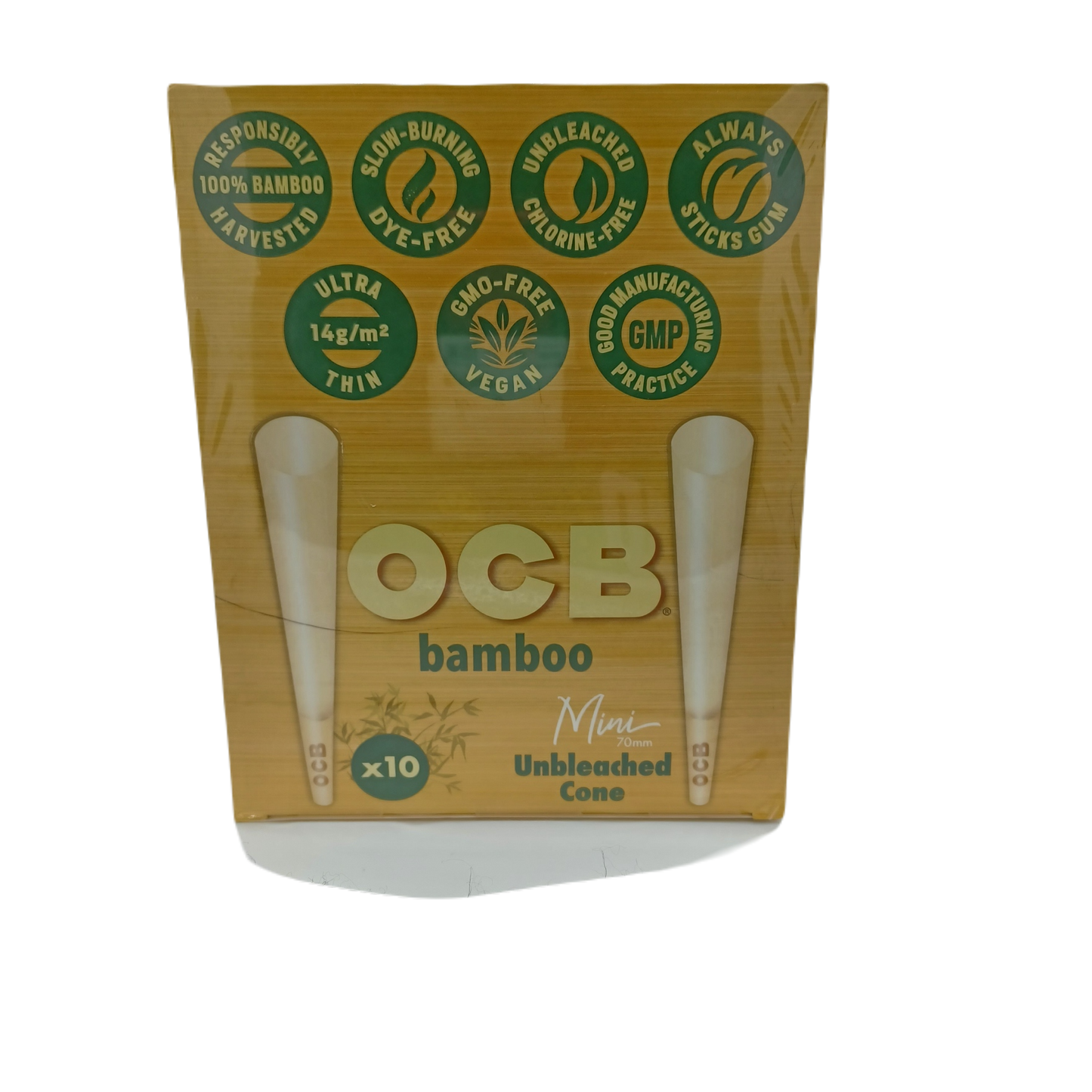 OCB Bamboo Unbleached Cone 10/32ct 70mm