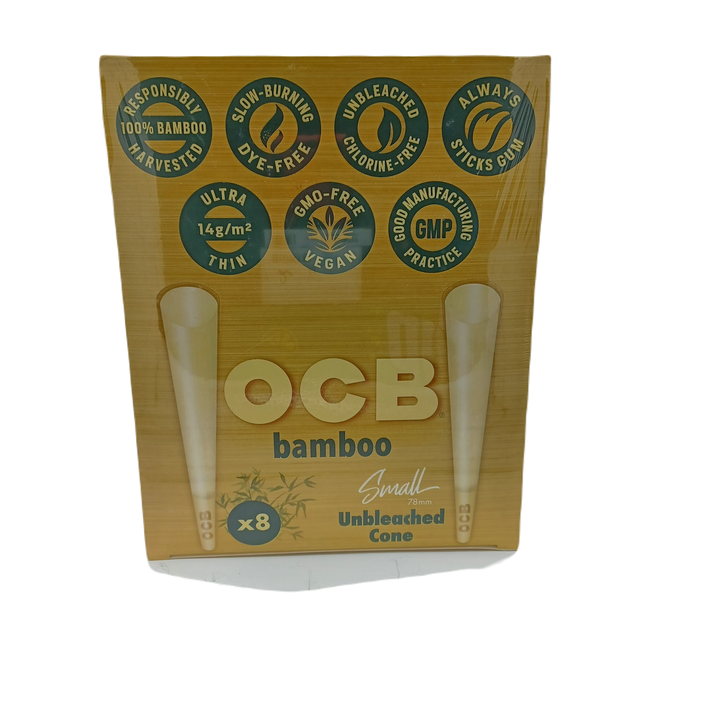 OCB Bamboo Unbleached Cone 8/32ct 78mm