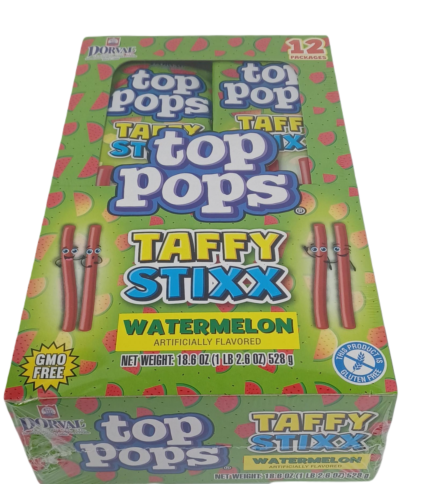 Dorval Top Pops Taffy Stixx Watermelon 1.55z/12ct