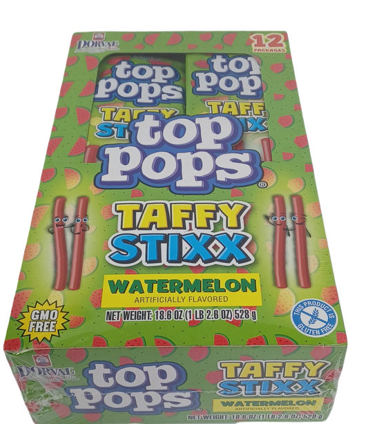 Dorval Top Pops Taffy Stixx Watermelon 1.55z/12ct