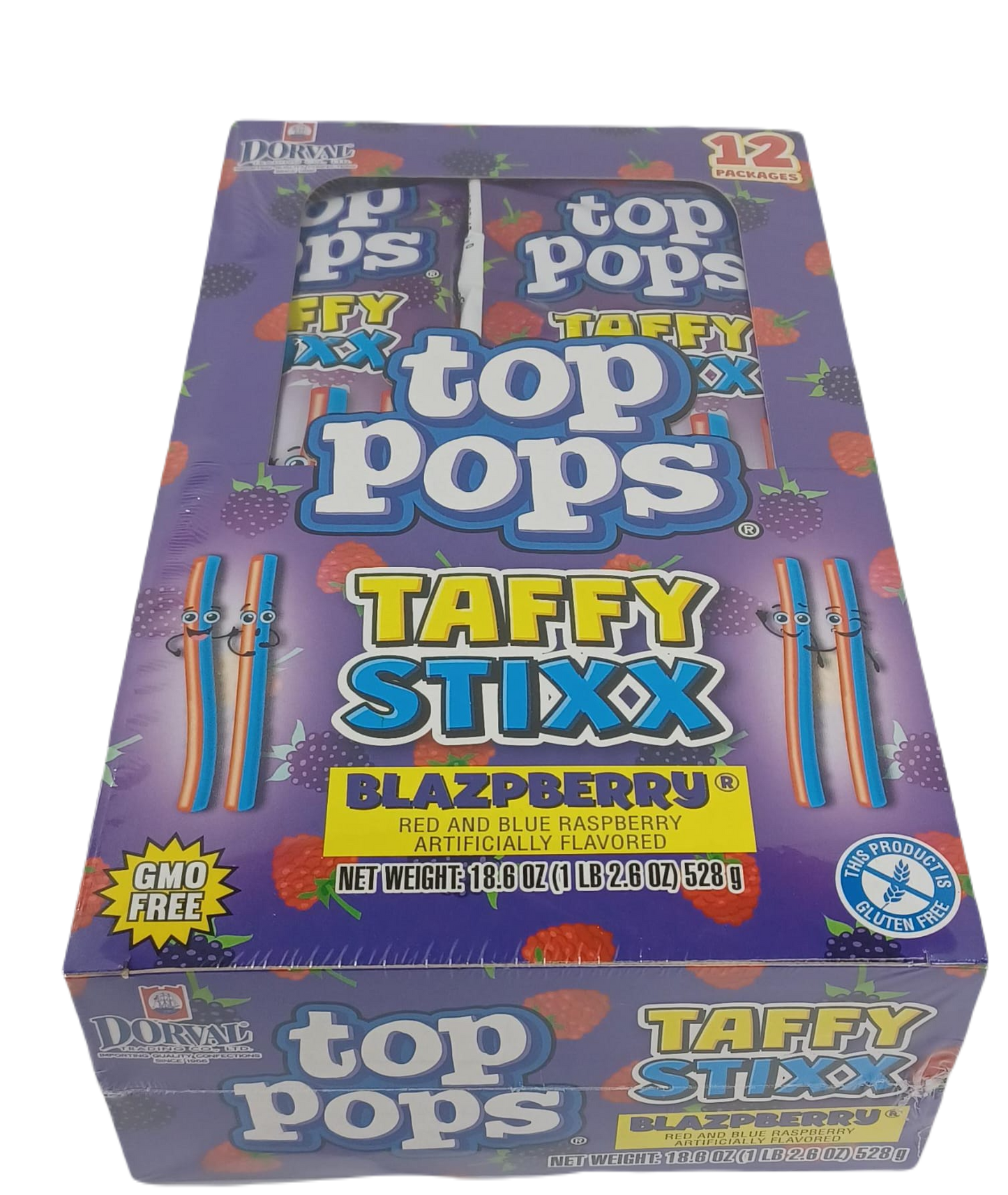 Dorval Top Pops Taffy Stixx Blazeberry 1.55z/12ct