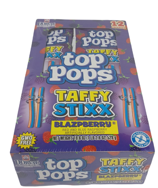 Dorval Top Pops Taffy Stixx Blazeberry 1.55z/12ct