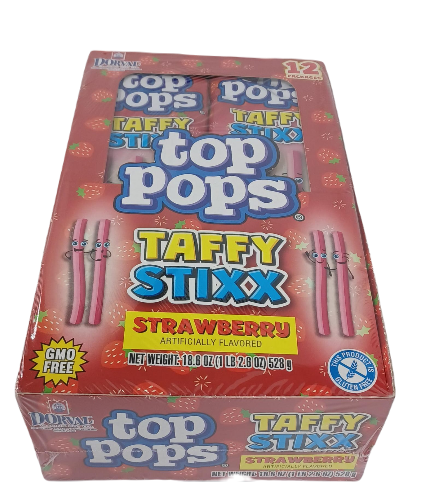 Dorval Top Pops Taffy Stixx Strawberry 1.55z/12ct