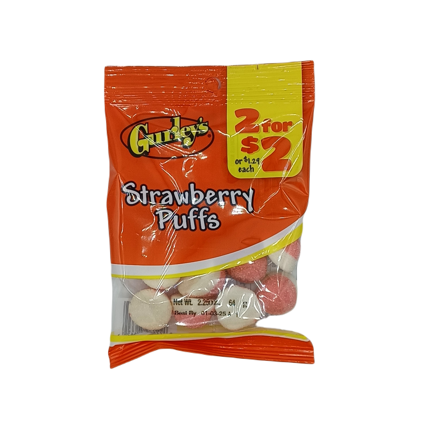 Gurleys Gummy Strawberry Puffs 2/$2 2.5z/12ct