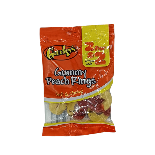 Gurleys Gummy Peach Rings 2/$2 2.5z/12ct