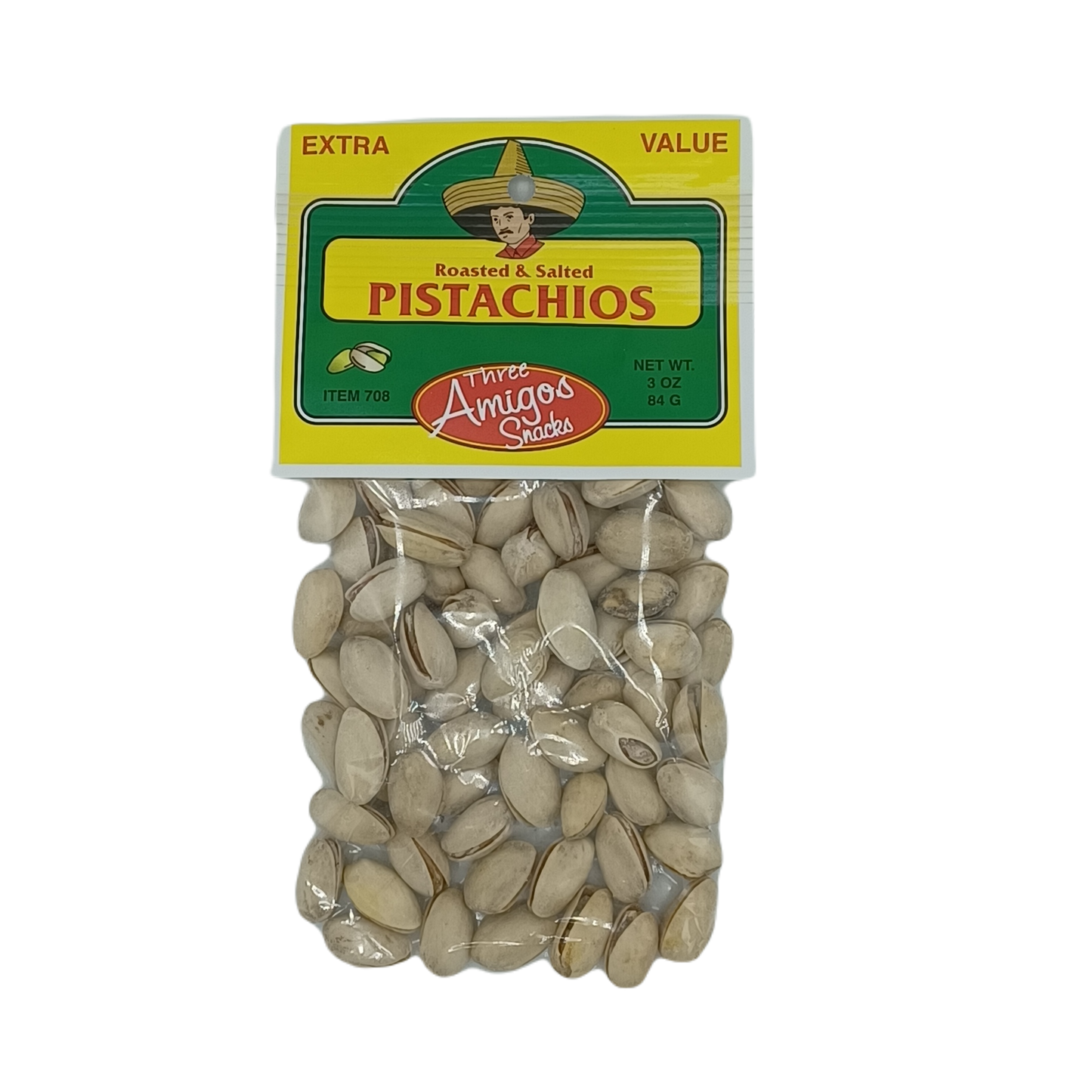 Three Amigos Pistachios Roasted & Salted 3oz