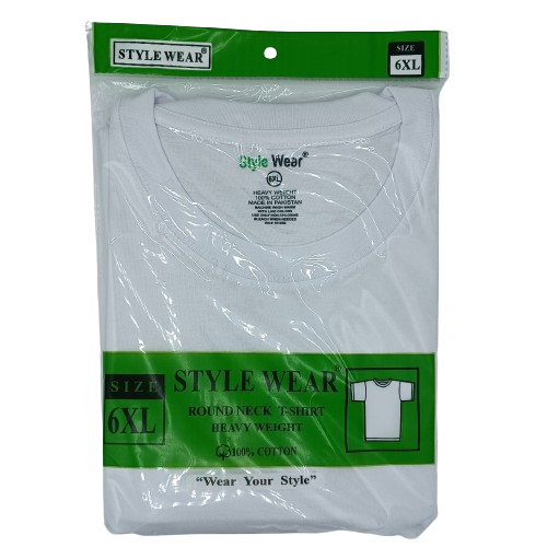 Style Wear T-Shirt White 6XL 6ct