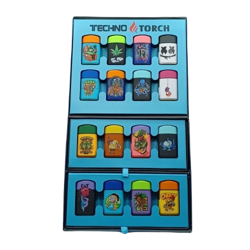 Techno Torch Flip Lighters 72ct Display 00136G