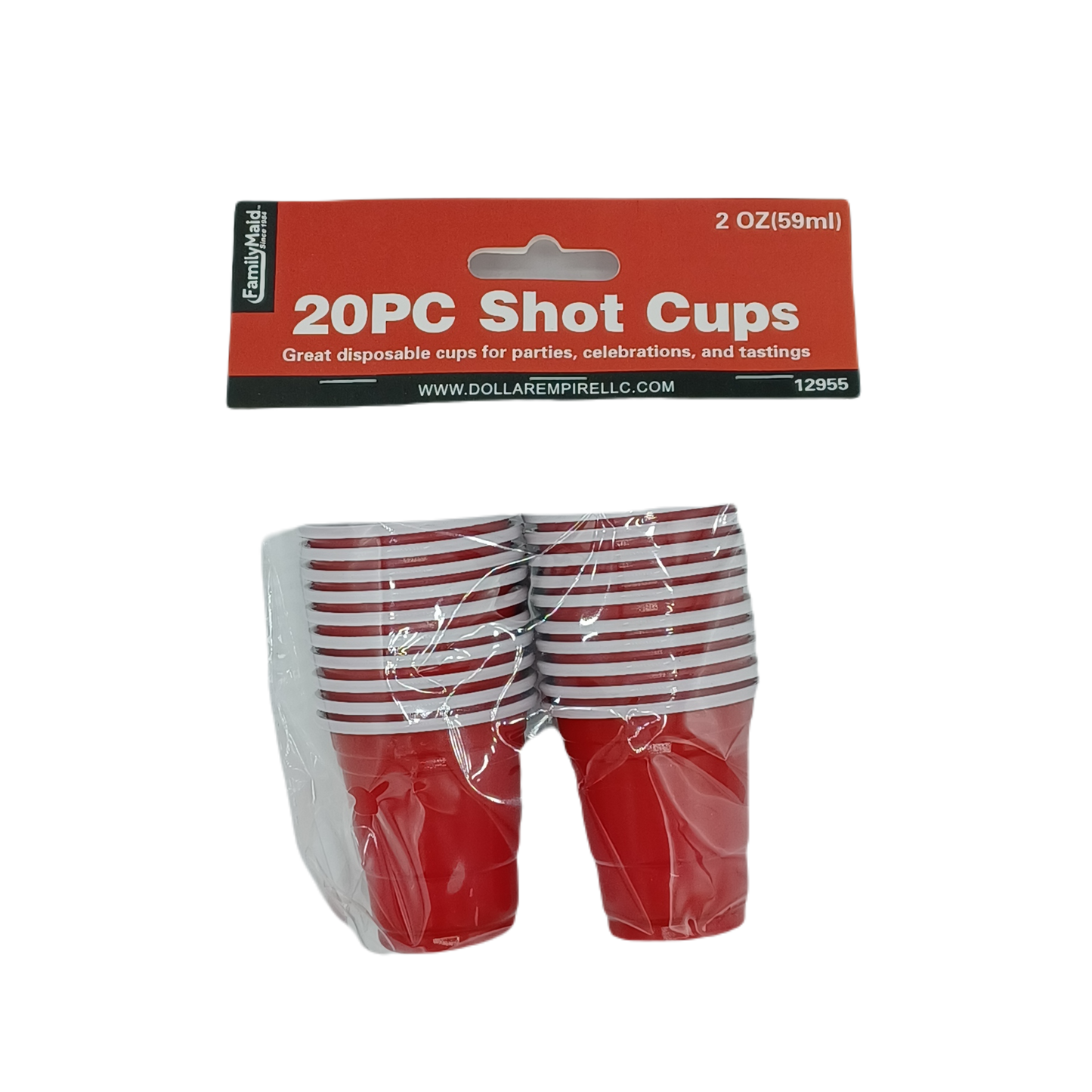 Family Maid Plastic Shot Cups Red 2oz/20ct